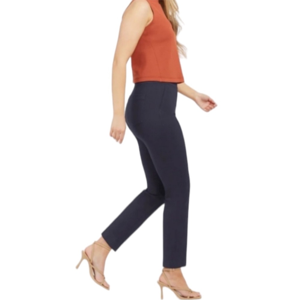 SPANX Womens' Polished Ankle Slim Straight Pants, Classic Navy Pull On NWT
